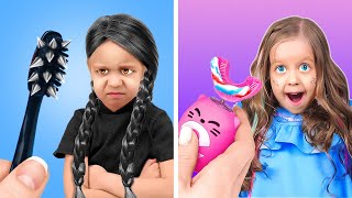RICH vs POOR GADGETS || WEDNESDAY vs ENID's Cool Hacks