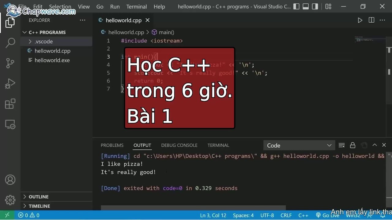 Bài 1 Học C++ trong 6 giờ: tutorial for beginners - YouTube