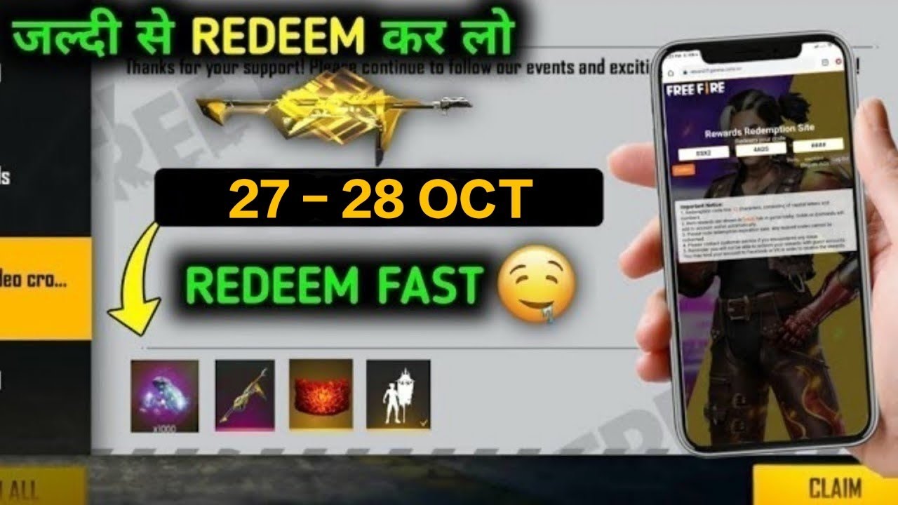 FREE FIRE REDEEM CODE TODAY 27 OCTOBER 2023 REDEEM CODE FREE FIRE | FF ...
