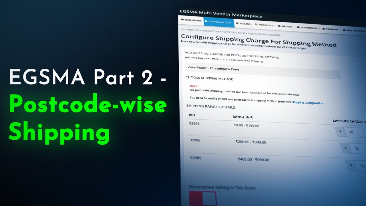 EGSMA Multivendor Marketplace Shipping Management - Postcode Wise Shipping
