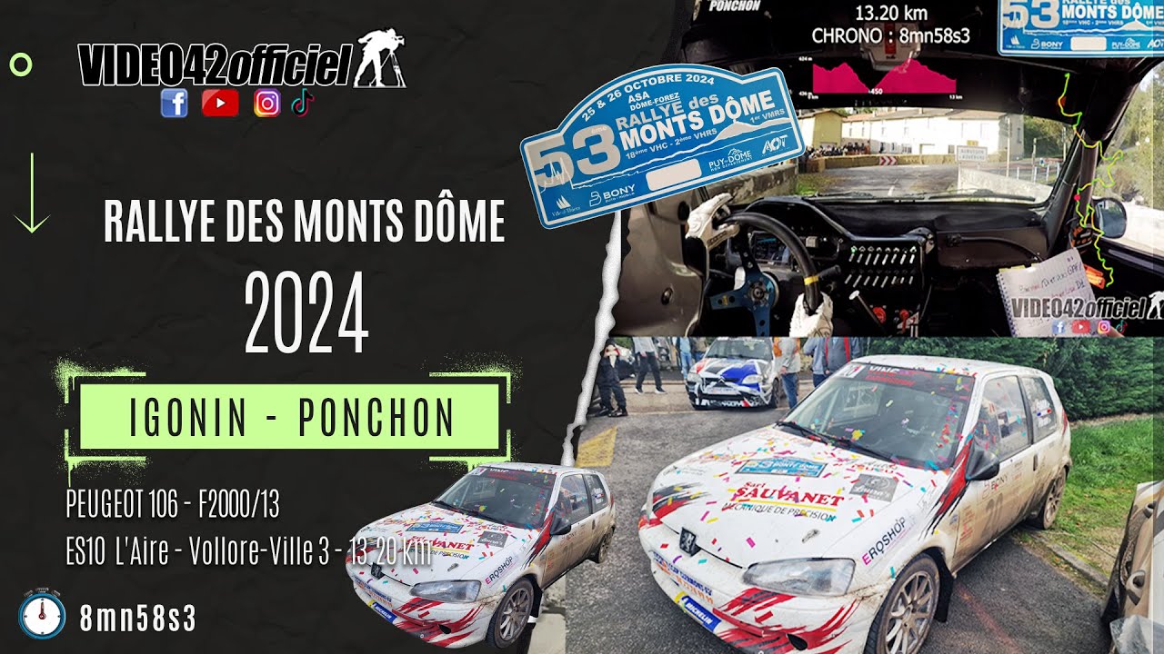 💪Rallye des Monts Dôme 2024-onboard Igonin/Ponchon par video42officiel