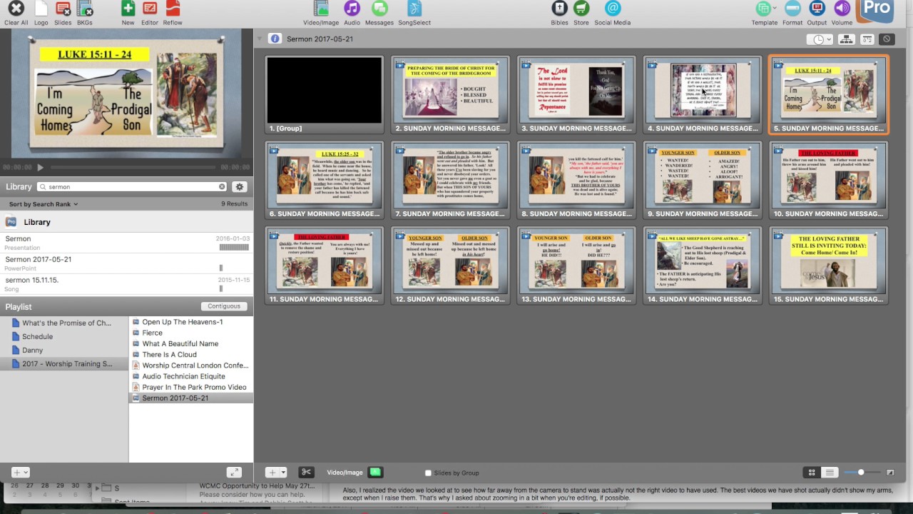 ProPresenter for Soundtechs during sermon - YouTube