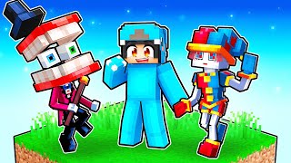 Locked on ONE CHUNK with POMNI and CAINE! The Amazing Digital Circus With Crazy Fan Girl!