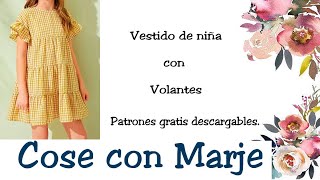 Verdulero Víspera de Todos los Santos obvio Vestido de niña con volantes 🎀 Patrones gratis descargables en PDF🎀 -  YouTube