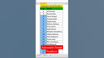Automatic Serial Numbers in Excel #excel #exceltips #exceltutorial #msexcel #microsoftexcel #short