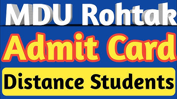 MDU Rohtak DDE Students Admit Card Jari # MDU Distance Fresh Students Admit Card Download #