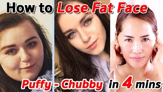 How to Lose Fat Face - Puffy - Chubby - in 4 mins | NO TALKING | Facial Massage