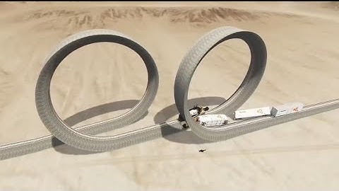 Impossible Double Loop Rail Tracks Vs Trains Crossing Giant Pit - BeamNG.railstracks travel