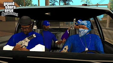 Crips vs Bloods Drive By Mission in GTA San Andreas! (Real Gangs)