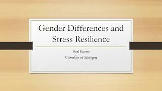 Neil Krause: Gender Differences and Stress Resilience