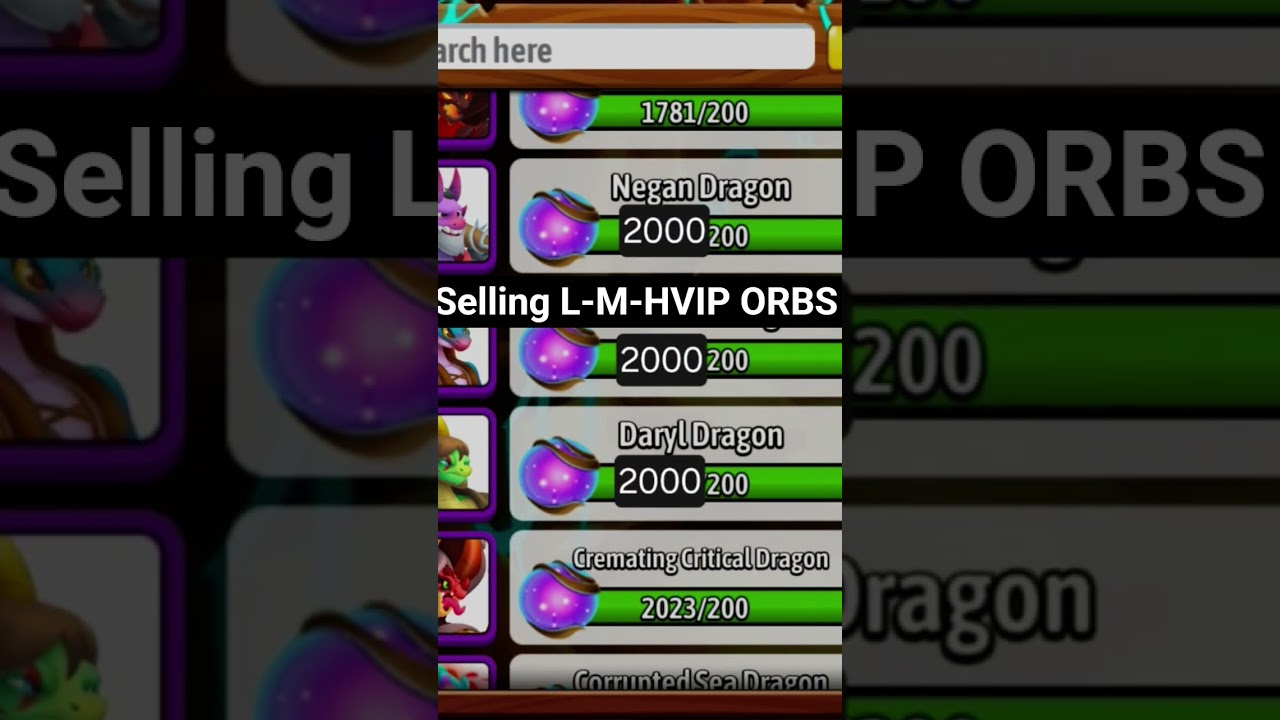 selling dragon city orbs 