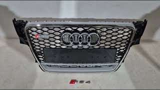 Audi A4 B8 2007-2015 рр. Передня решітка з написом Quattro RS-style (2007-2011, чорна)
