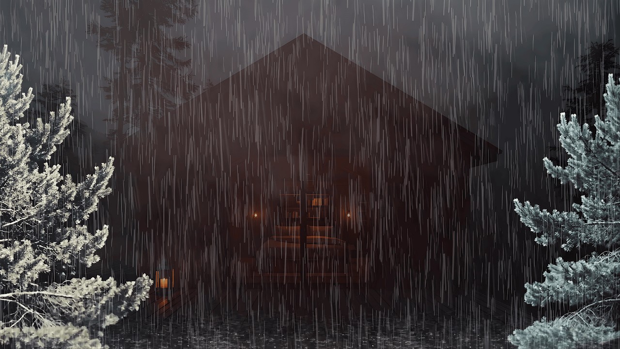 Soft Rain Sounds at a Quiet Cabin 🌧 (No Ads) | Calm Dark Room for Deep Sleep