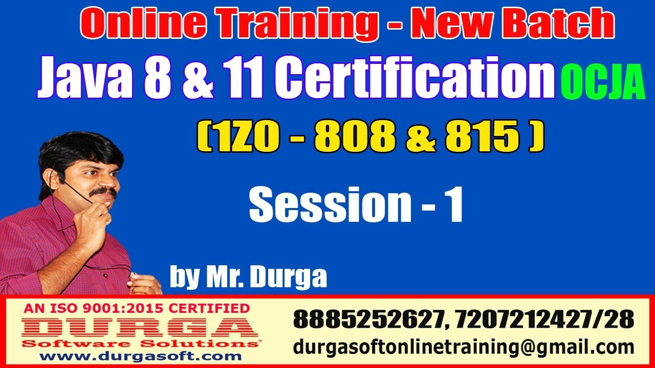 Java Certification 8 11 Ocja 1z0 808 815 Online Training Session 1 By Durga Sir