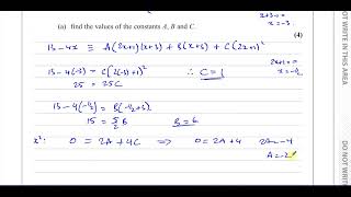 [P4] 6666/01, Edexcel, C4, (GCE), June 2018, Q3, Partial Fractions, Integration
