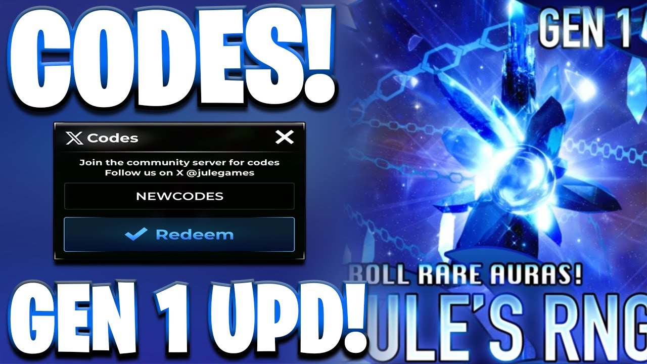 *🎉 GEN 1* NEW! ALL WORKING GEN 1 UPDATE CODES FOR JULES RNG! ROBLOX ...