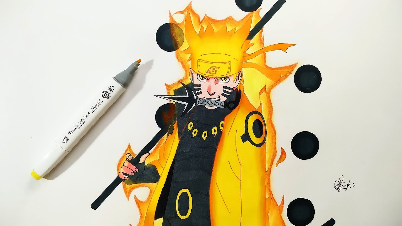 how to draw naruto sage mode with color