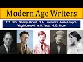Modern age writers  important authors of the modern period  english literature history
