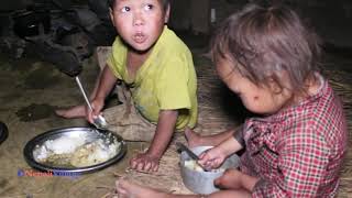 Cooking village organic food by children and enjoying food with their mother ll Rural life