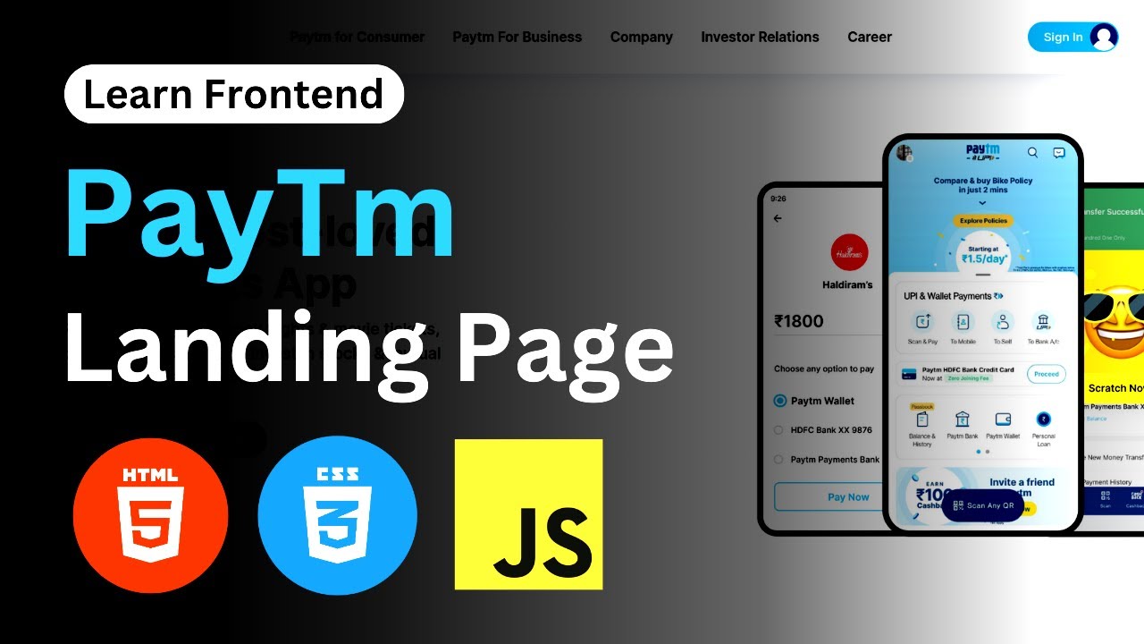 How To Make Paytm Landing Page Clone Using HTML CSS and JavaScript ...