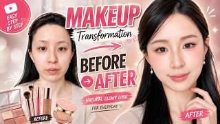 Natural Glowy Makeup Transformation | Easy Everyday Korean Makeup Tutorial