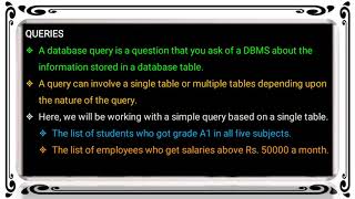 Ch 7 Queries Introduction Class 8 Computer Science