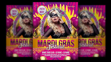 Tutorial Video - How to create Mardi Gras flyer template in Photoshop