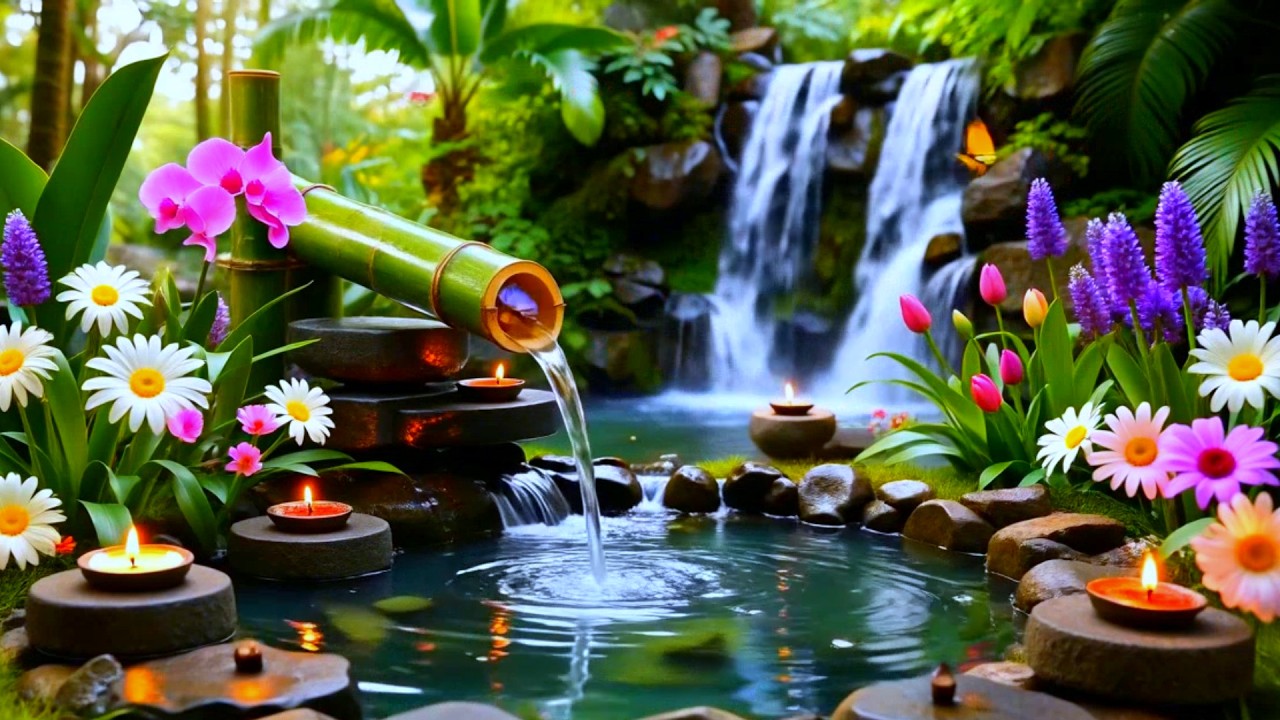 Relaxing Spa Ambience 💧 Peaceful Piano Music with Bamboo Water for Sleep and Meditation.