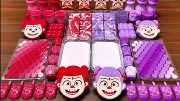 Red vs Purple Nezha _ Mixing random things into Glossy Slime _ Fun Asmr!