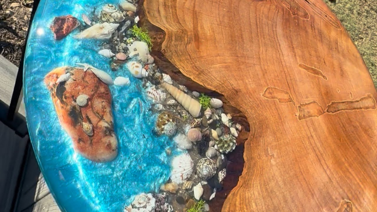 Natural Wood + Resin Ocean: Time-Lapse round End Table top Build