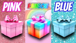 Choose your gift 🎁🤩💖 || 3 gift box challenges Pink, Rainbow, Blue #wouldyourather #giftboxchallange