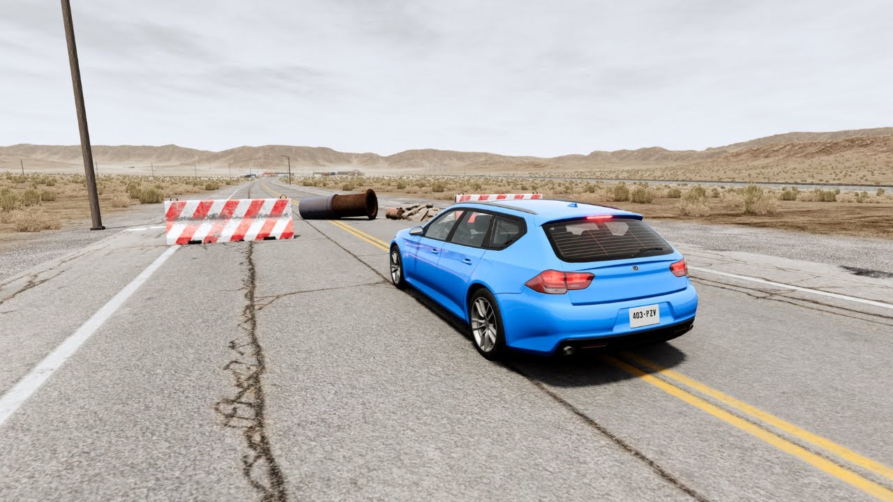 Mobil vs Road Barrier #2 - BeamNG Drive - YouTube