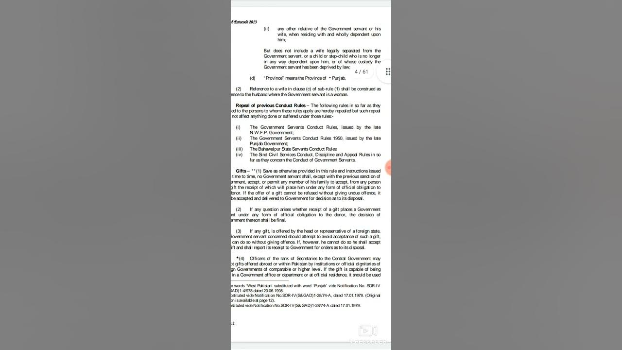 Punjab Servants Conduct Rules 1966. YouTube
