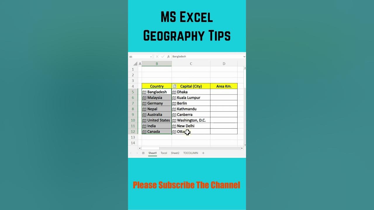 MS Excel Geography Tips geographyinexcel youtubeshort youtube 