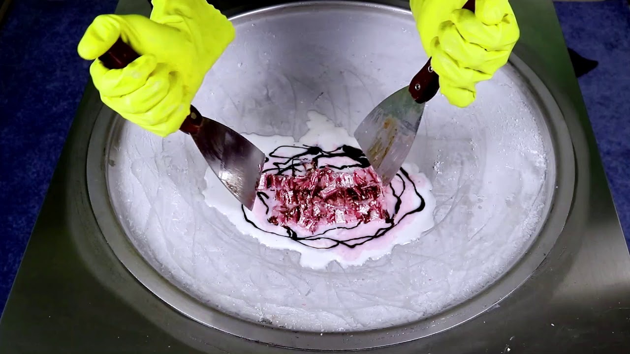 Strawberry Wafer Ice Cream Rolls । ASMR Ice Cream Rolls With Strawberry Wafer। Oddly Satisfying