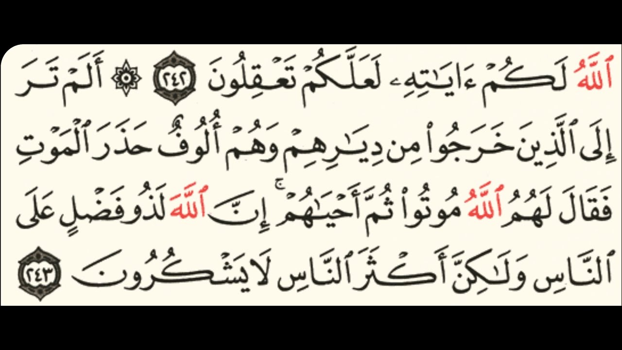 ربع(ألم تر إلى الذين خرجو من ديارهم) سورة البقرة مكتوبة يصوت الشيخ ياسر الدوسري /منوعات اسلامية
