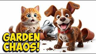 Funny 3D Cat Animation | Mochi’s Backyard Gardening Chaos! 🌸 Epic Mud Disaster & ASMR Cleanup 🐾