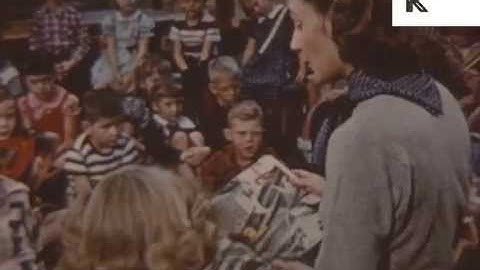 1950s US Elementary School Classroom, Children Learning to Read and Write