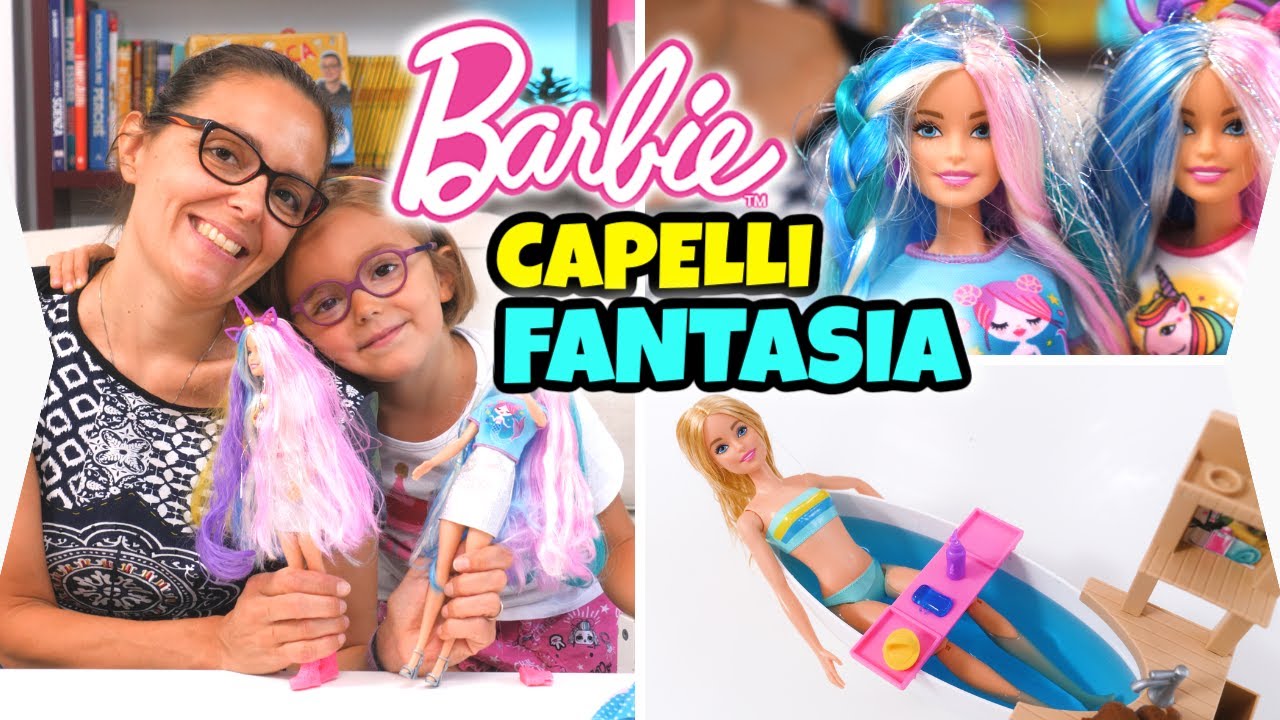 BARBIE CAPELLI FANTASIA Unicorno 🦄 e Sirena 🧜‍♀️ con Vasca Relax - YouTube