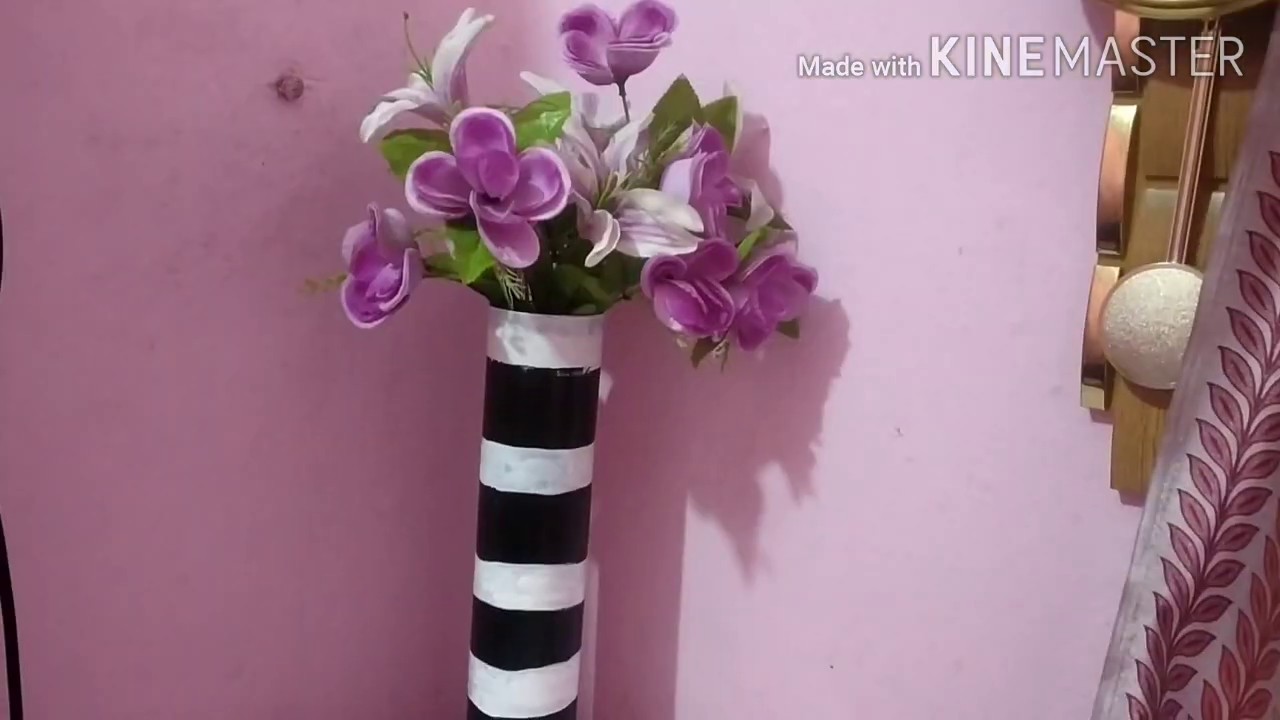 DIY black and white flower vase home made flower plant YouTube