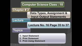 Input, Print & Print Using Statement