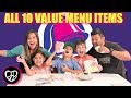 We ORDERED EVERYTHING on the TACO BELL VALUE MENU | Taco Bell Food Taste Test | PHILLIPS FamBam