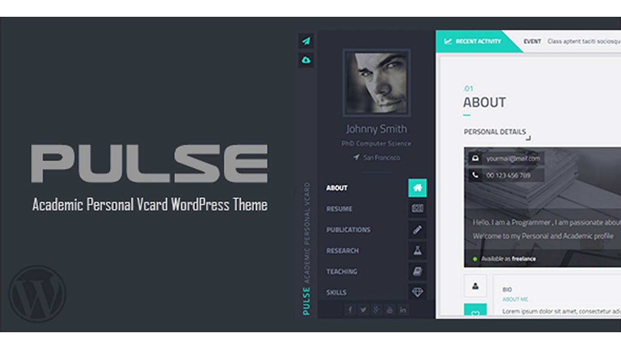 Pulse - Academic / Personal Vcard WordPress theme | Themeforest Website ...