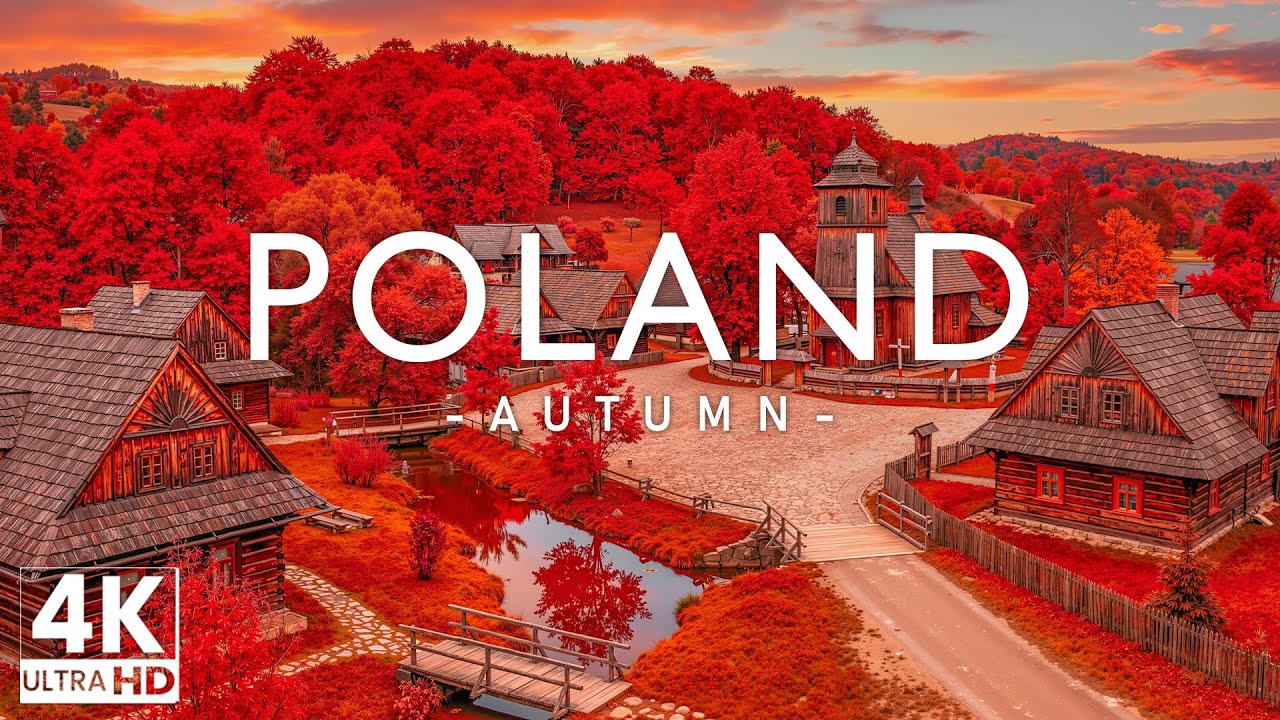 Польша осенью 4K – безмятежная сельская местность, золотистые листья и вечные польские деревни