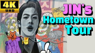 [BTS]💜Jin's University&schools/Brother's restaurant/Graffiti/Sugarglider-Seoul-Korea Walk Tour