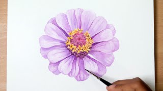 Time-lapse : Painting a ZINNIA with watercolor
