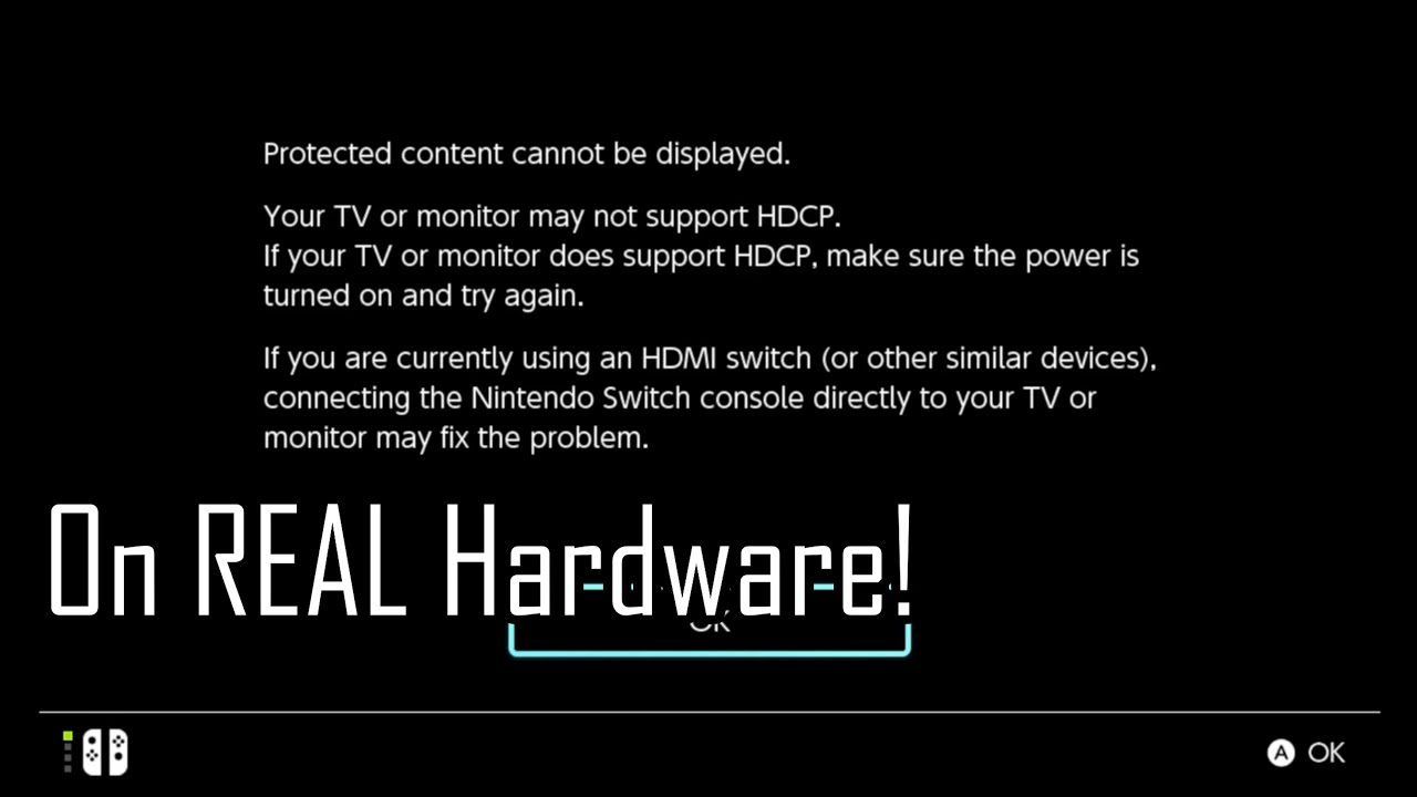 Nintendo Switch "Protected Content Cannot Be Displayed" Error (On REAL Hardware!)