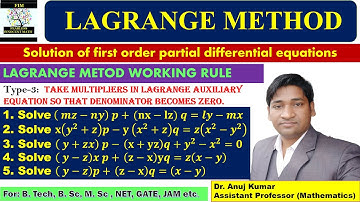 Lagrange Method for Partial Differential Equations | Lagrange Method PDE | Type 3 Questions