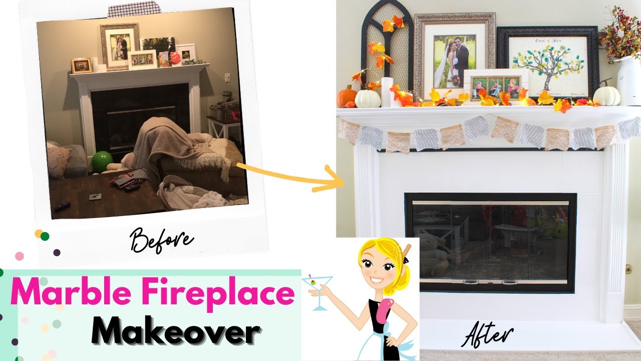 DIY Marble Fireplace and Mantel Makeover - YouTube