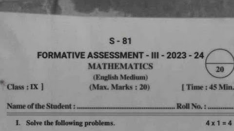 9th class FA-3 Mathematics Real Question Paper 2023-24 💯% Pakka Real Paper